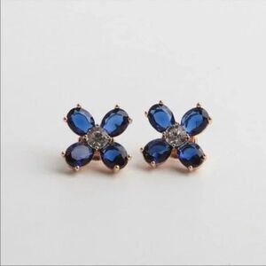 NWOT Tory Burch Four Blue Crystal Zircon Stud Earrings